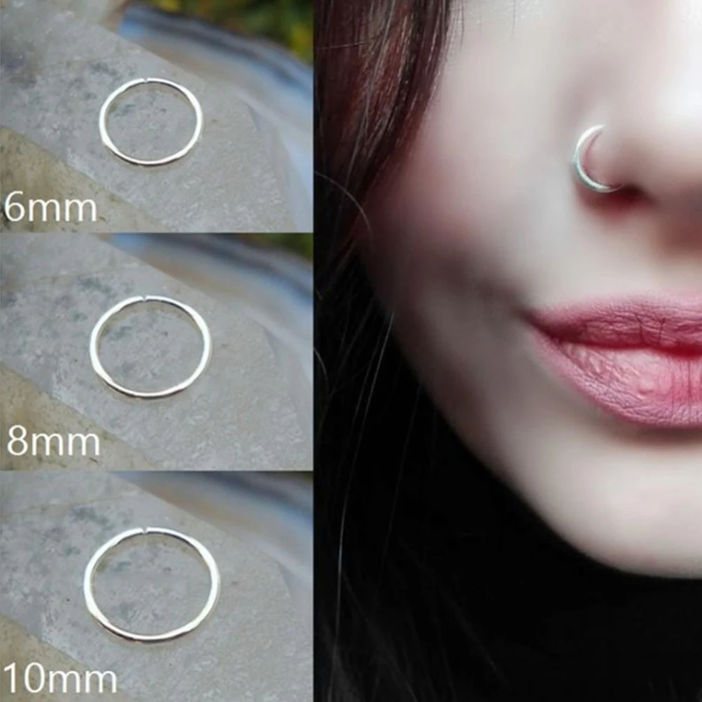 3pcs Stainless Steel Seamless Segment Rings Nose Hoops Ear Piercing Tragus Nose Rings Ear Cartiliage Tragus Sexy Body Jewelry