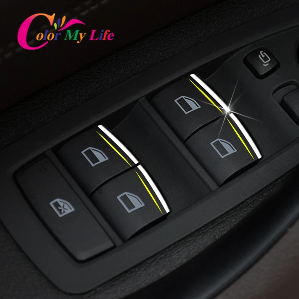 Color My Life 7Pcs/Set Car Windows Control Panel Buttons Knob Sequins Trim for BMW X1 F48 1 3 Series F30 F20 Accessories