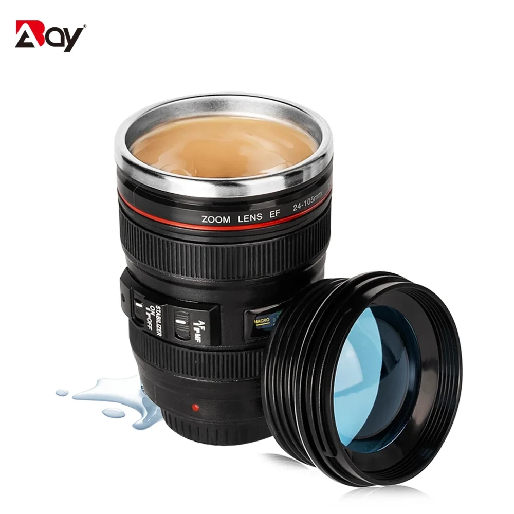 Thermal Mug Cup Beer Steel Coffee Thermos Bottle Cooler Tumblers Camera Lens with Cover Travel Outdoor Vacuum Flasks Drinkware