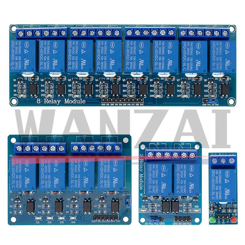 1 2 4 8 channel 5V relay module with optocoupler. Relay Output 1 2 4 8 way relay module  In stock  For ARDUINO