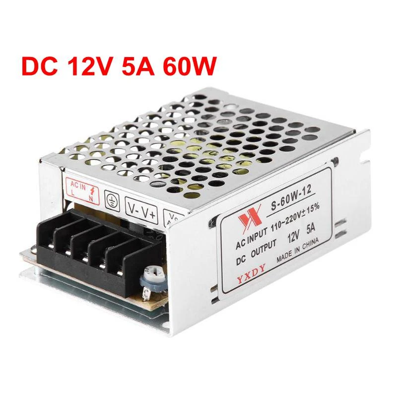 DC 12V 5A 60W Lighting Transformer LED Driver Power Adapter Switch for LED Strip Light Switch Power Supply Lighting Transformer