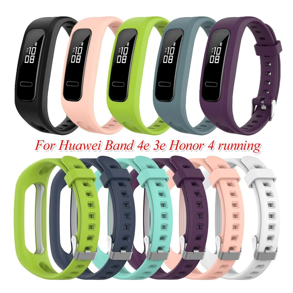 Soft Adjustable Silicone Replacement Wrist Strap With Buckles Sports Bracelet Strap For Huawei Band 4e 3e Honor Band 4 Running