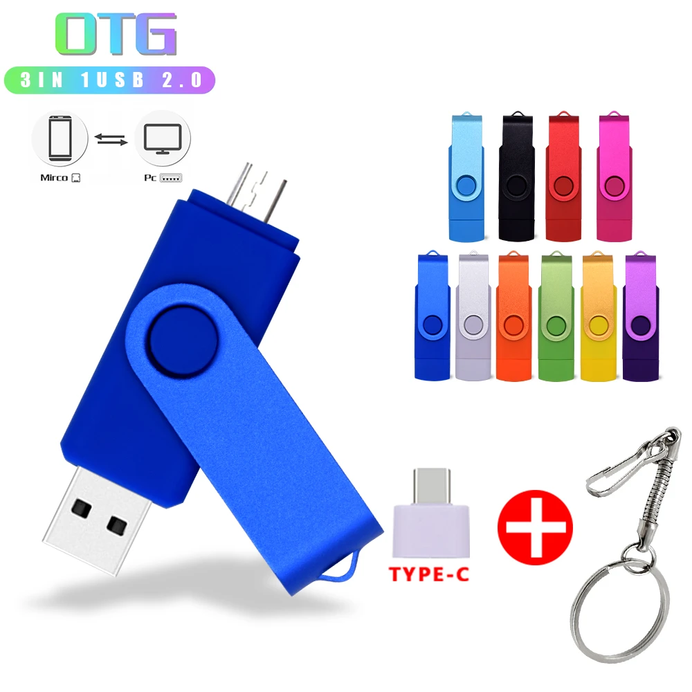 OTG Usb Flash Drive Pendrive 128 Gb 64 Gb 32 Gb 16 Gb 8 Gb 4 Gb Pen Drive Usb stick Flash Usb2.0 Memory Stick Flash Disk 3 in 1