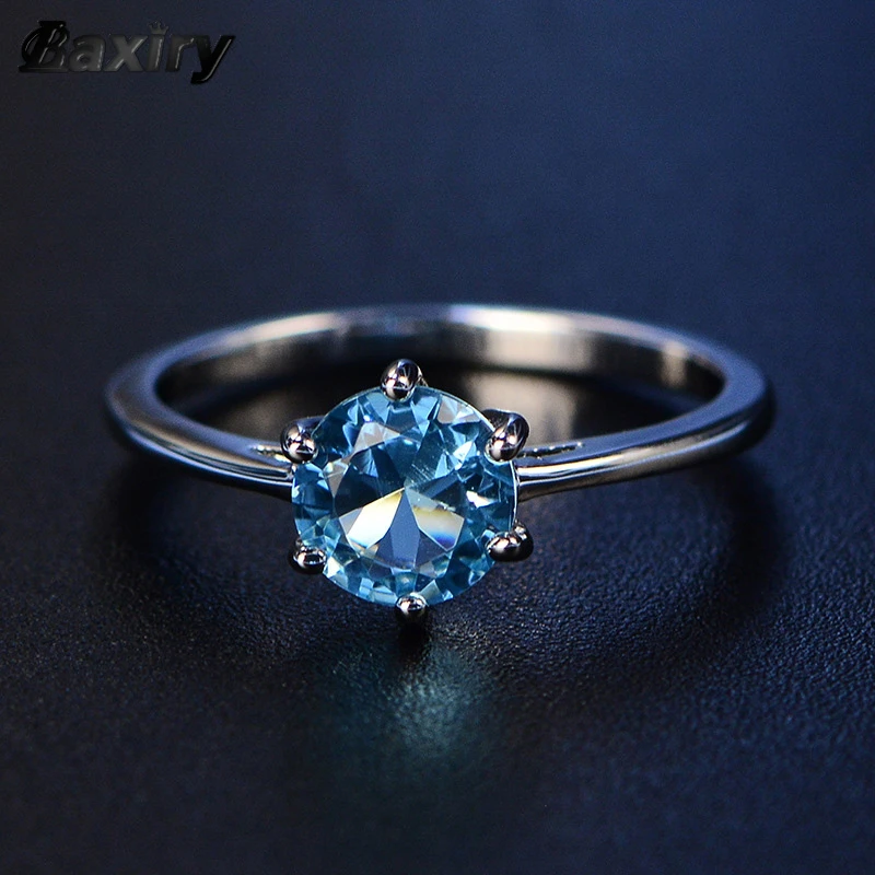 2019 New Aquamarine Ring Trendy Blue Sapphire Ring Silver 925 Jewelry Amethyst Gemstone Ring Silver Engagement Rings For Women