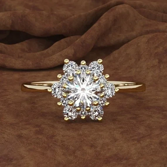 Delysia King Crystal Snowflake Gold Ring Wedding Luxury Jewelry for Women