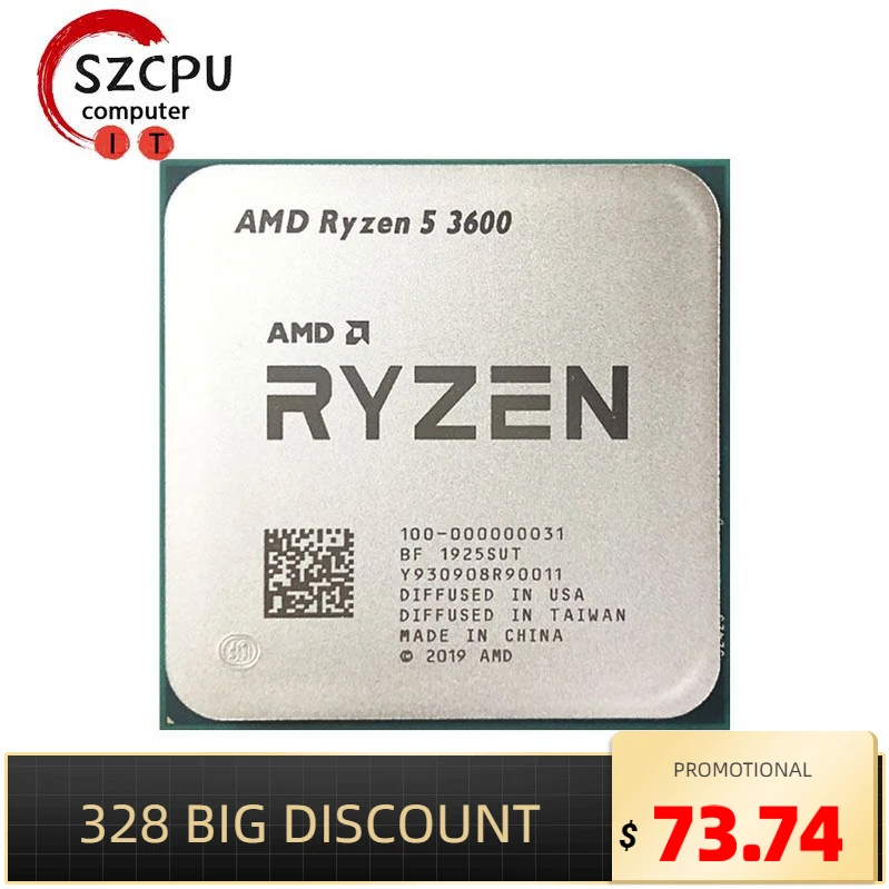 AMD Ryzen 5 3600 R5 3600 3.6 GHz Six-Core Twelve-Thread CPU Processor 7NM 65W L3=32M 100-000000031 Socket AM4