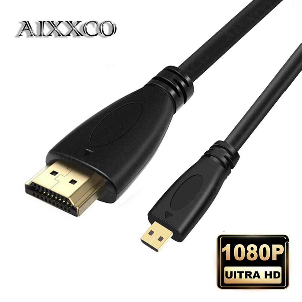 AIXXCO 1m 1.5m 2m 3m V1.4 Male to Male HDMI-compatible to Micro HDMI-compatible Cable 1080p 1440p for HDTV PS3 XBOX 3D