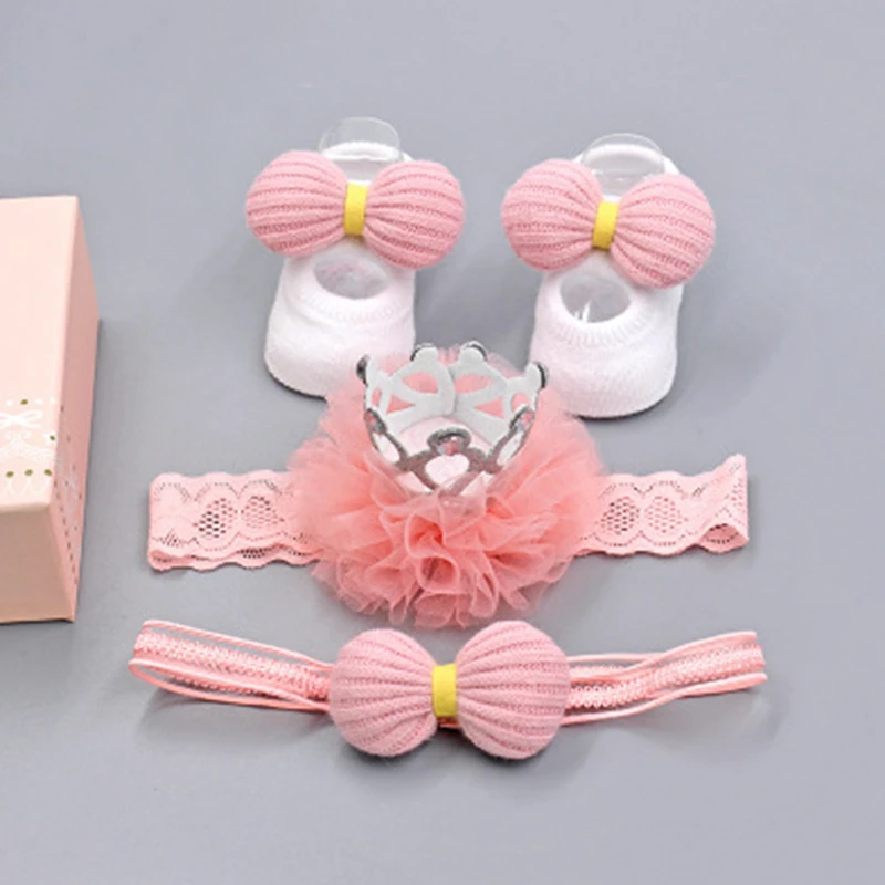 2/3 Pcs/Set Cute Baby Girl Headband Socks Set Lace Bows Newborn Turban Elastic Headbands Hairband For Girl Baby Hair Accessories