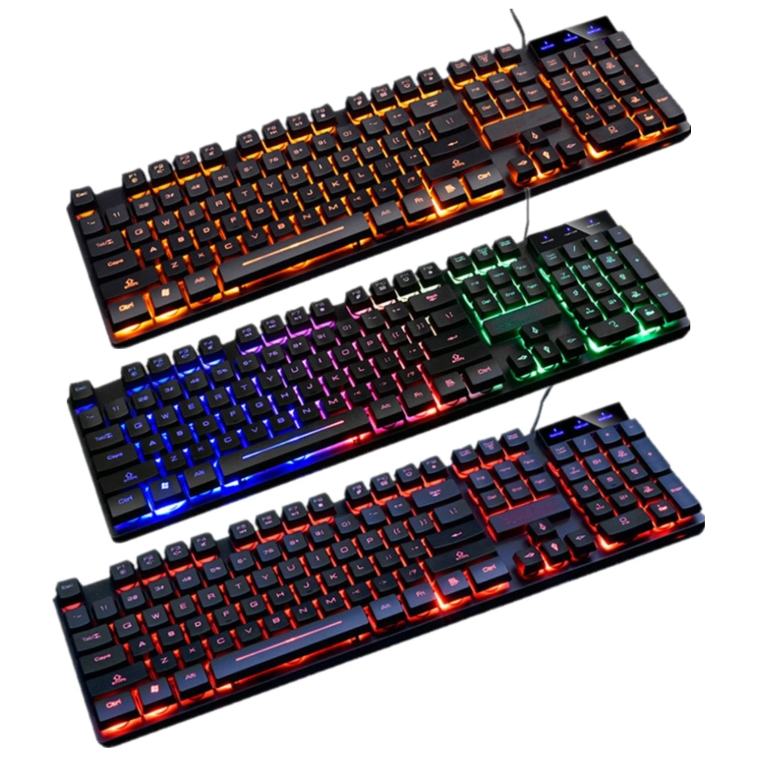 RGB Backlit Ergonomic Gaming Keyboard LED Luminous Rainbow Gamer Keypad Waterproof MultiMedia Keyboards For PC Computer Laptop