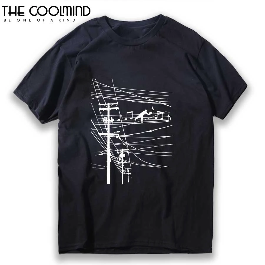 COOLMIND 100% cotton breathable fabric men T shirt casual funny cool music men tshirt short sleeve sumemr tshirt mens tee shirts