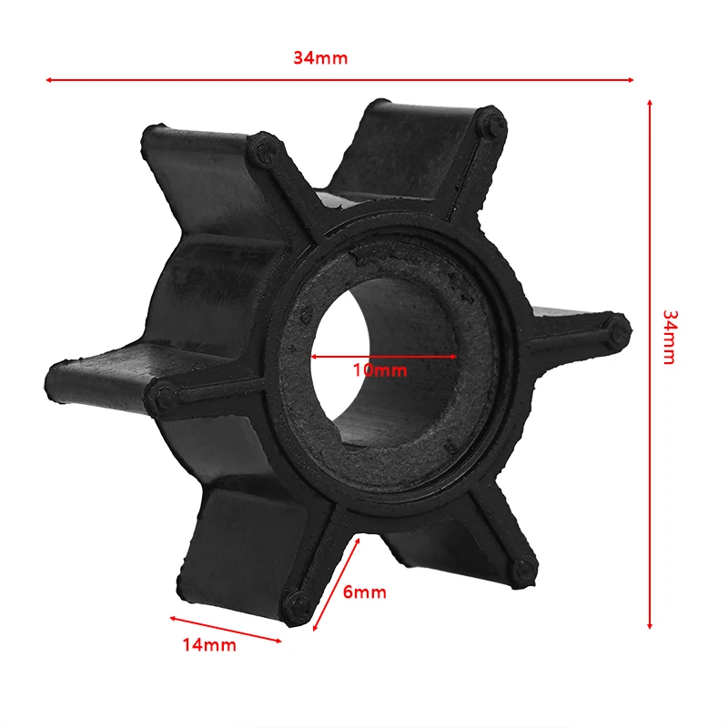 Water Pump Impeller Rubber For Tohatsu/Mercury/Sierra 2/2.5/3.5/4/5/6HP Outboard Motor 6 Blades 369-65021/47-16154-3/18-3098