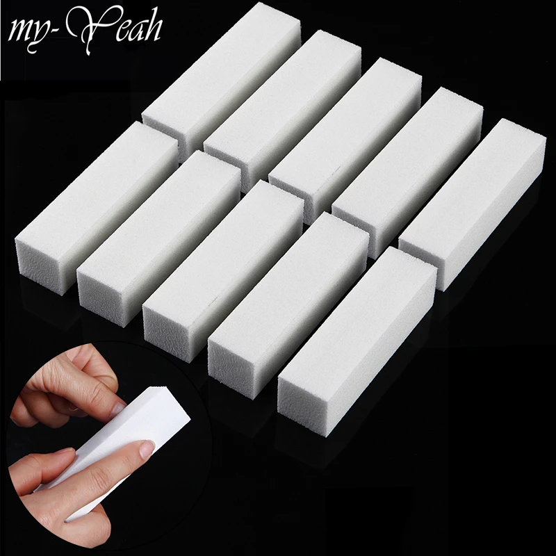 10Pcs/Set White Nail Art Sanding Sponge Buffer Block Fingernail Grinding Polishing Nail Files Manicure Pedicure Tool DIY Home