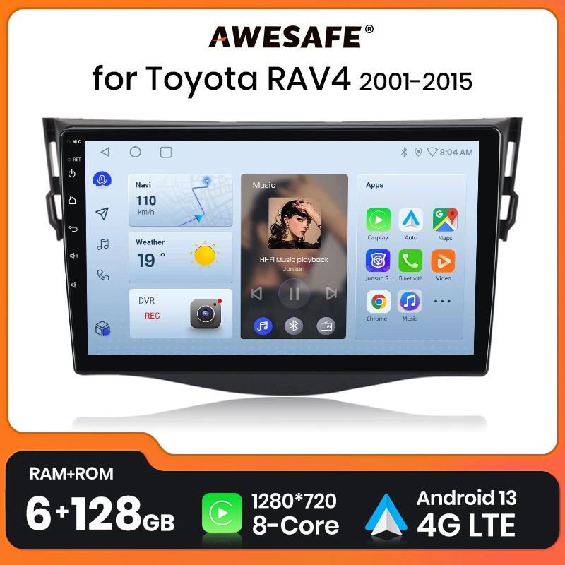 AWESAFE PX9 For Toyota RAV4 RAV 4 XA30 2005 - 2013 Car Radio Multimedia Navigation 2 din Android 2din Autoradio CarPlay Stereo