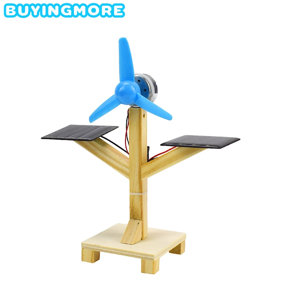 DIY Solar-powered Fan Model Kit Science Toys for Boys Creative Physics Experiment Wood Model Toys Kids Friends Gift Education