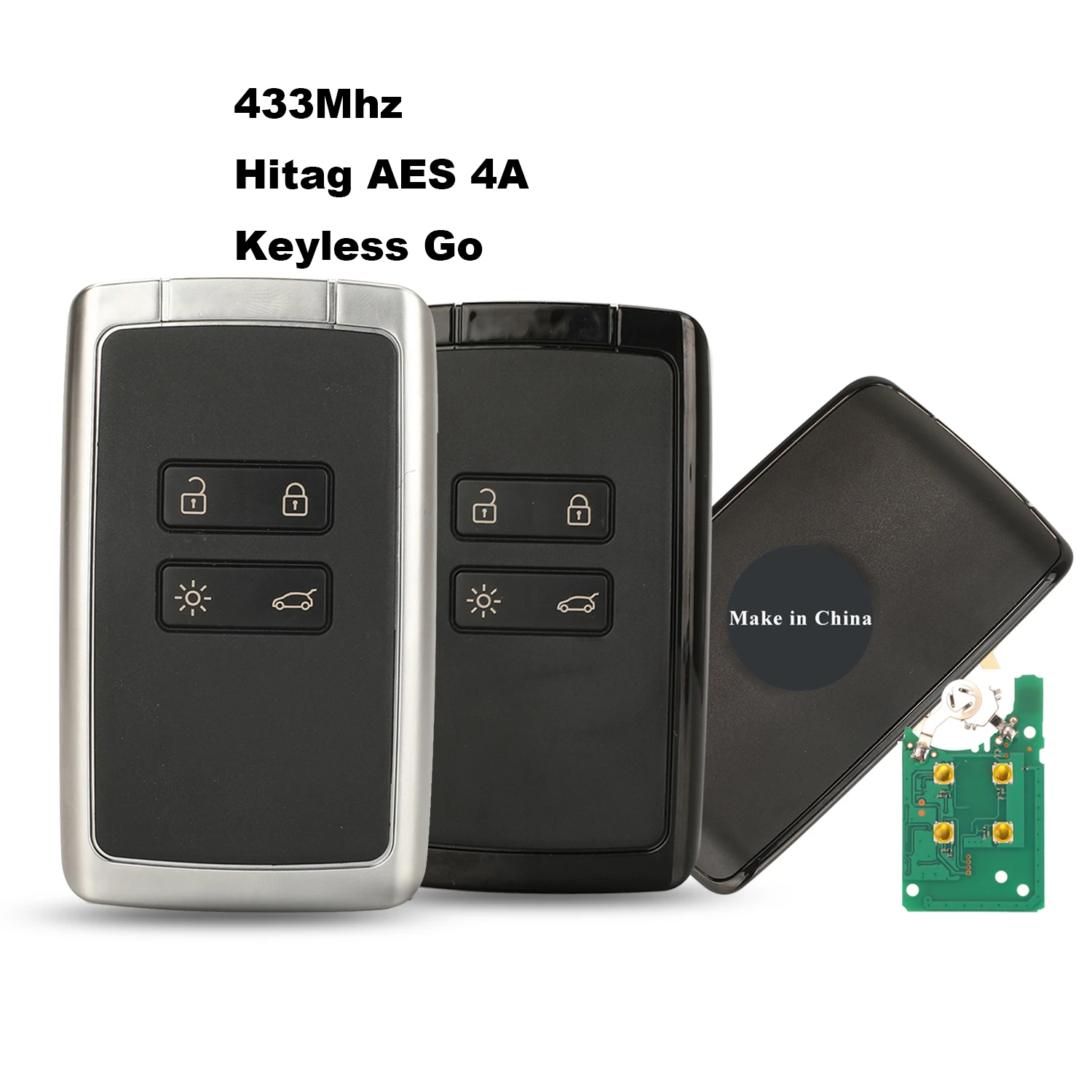 jingyuqin Car Alarm 4 Button Smart Remote Key 434mhz Hitag AES 4A Chip For Renault Megane 4 Keyless Go / Entry Car Key
