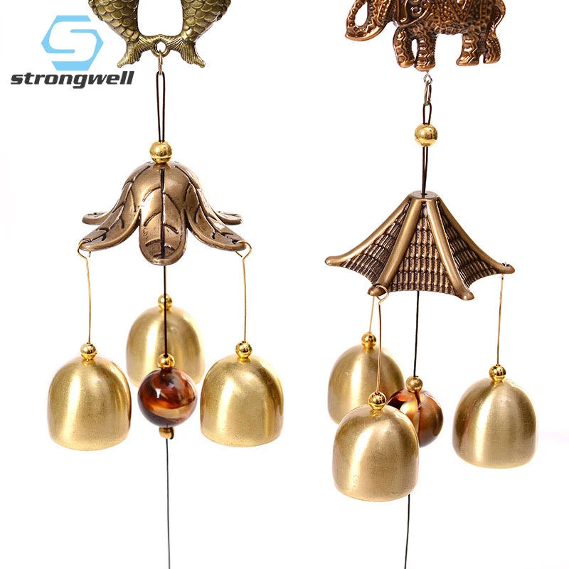 Antique Wind Chime Copper Yard Garden Outdoor Living Decoration Metal Wind Chimes Outdoor Chinese Oriental Lucky Metal Wind Bell