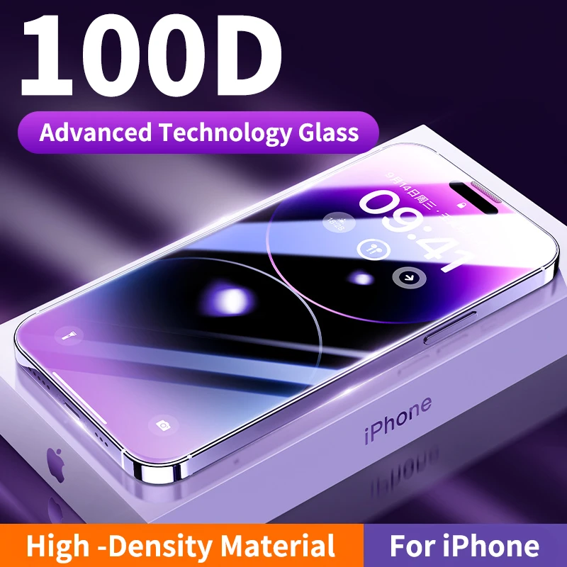 100D Full Cover Protective Glass On For iPhone 11 12 13 Pro XS Max X XR Screen Protector On iPhone 13 Pro XR 6 7 8 Plus SE Glass