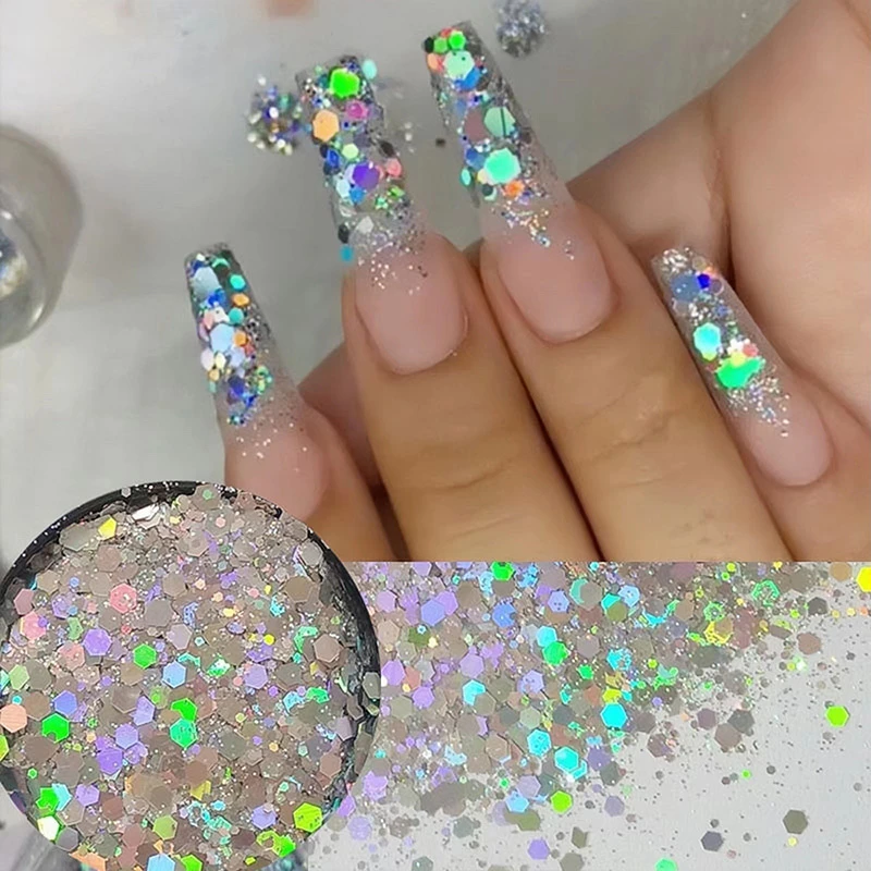 Holographic Glitter Laser Sequins  Flakes Nail Dust Powder Glitters for Nail Art Design Decorations