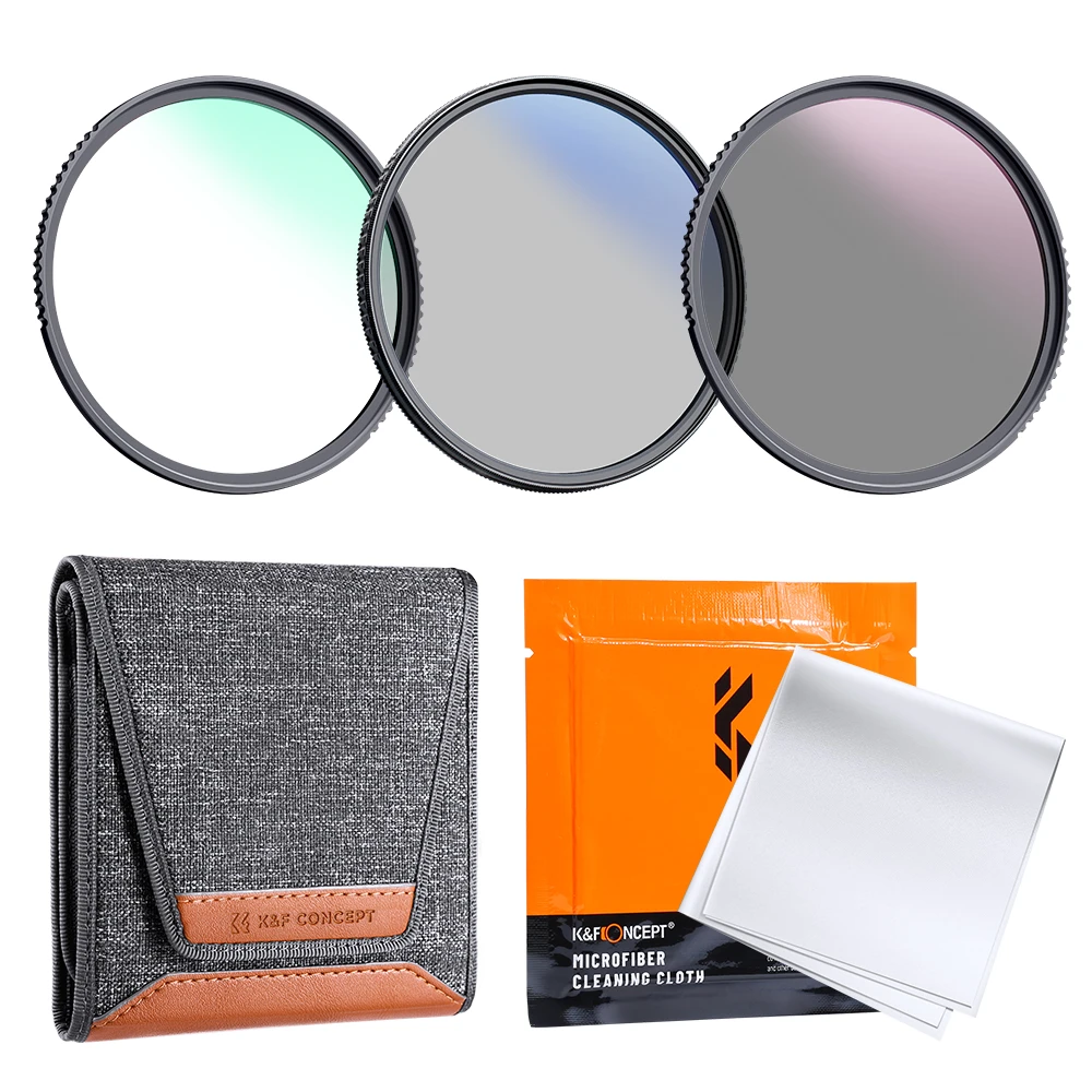 K&F Concept Filter Kit Netural Density ND4 MC UV CPL filter Camera Lens Bundle 1pcs Cleaning Pen and Filter Pouch 58mm 62mm 67mm