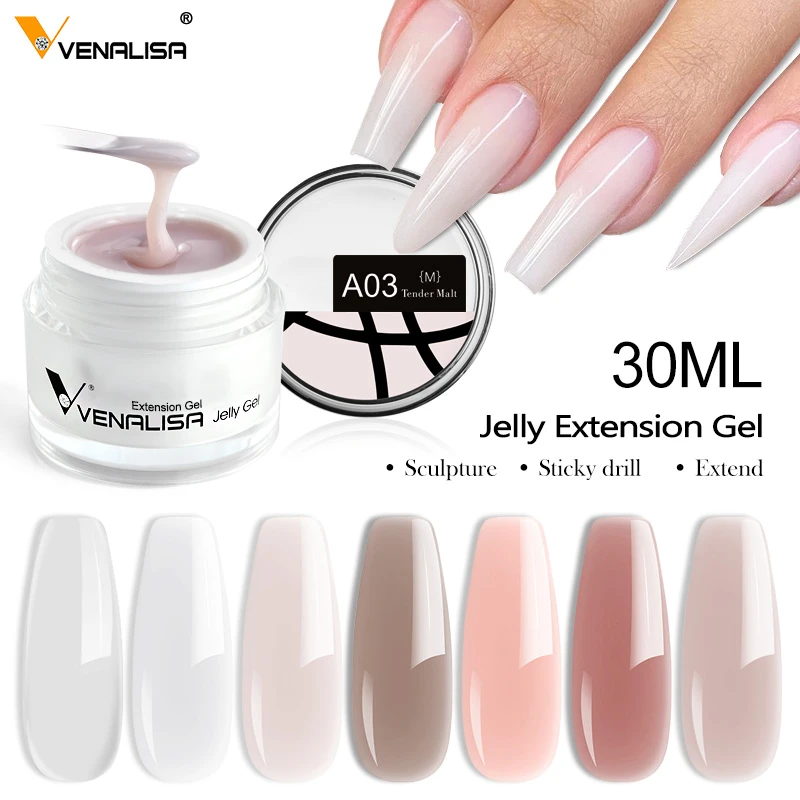 Venalisa Acrylic Builder Jelly Nail Gel Nail Art French UV Poly Nail Gel Clear Pink Color Funny Bunny Nail Extension Manicure