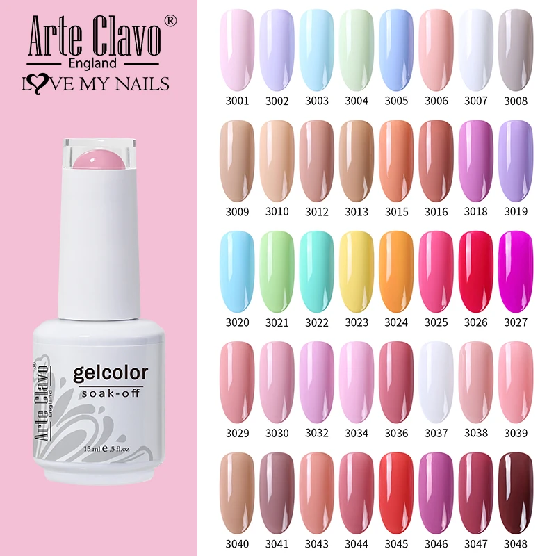 Arte Clavo 15ML Nail Gel Summer Series Colorful Soak Off UV Gel Varnish For Nails Semi Permanent Nail Art Glue Gel Lacquer