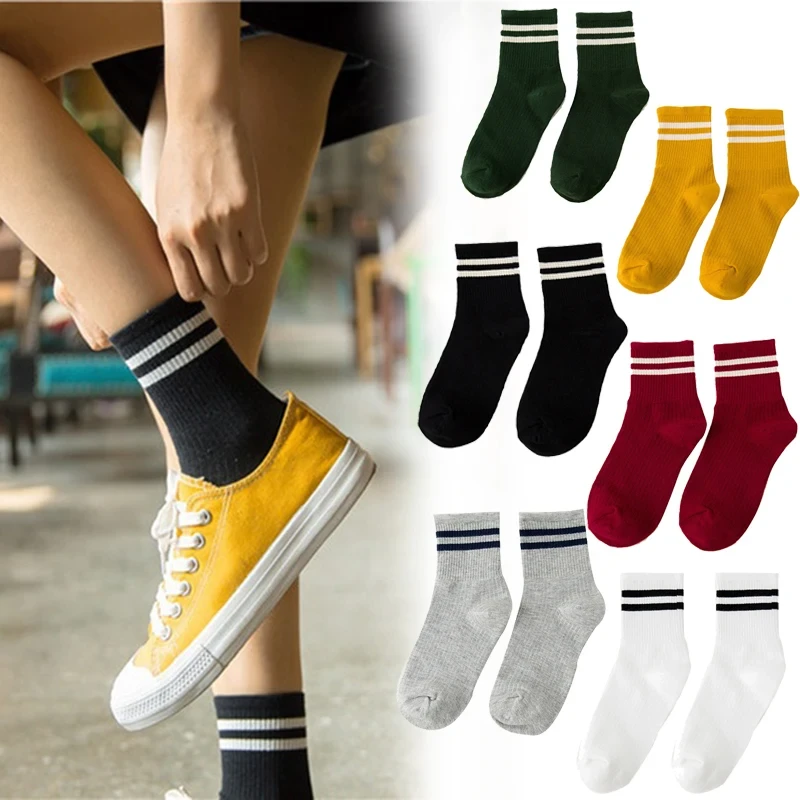 1 Pair Fashion Ankle Striped Cotton Blend Women Girls Sport Casual Sock Hosiery Soft Short Socks Street Style