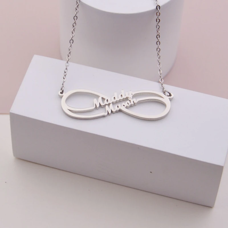 Stainless Steel Custom Name Necklace Personalized Rose Gold Silver Infinity Pendant Friendship Necklace Jewelry Best Friend Gift