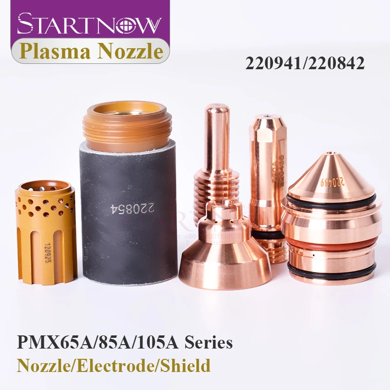 Startnow Plasma Cutter Nozzle 220816 220941 Tip Shield 220994 Vortex Ring Electrode 220842 PMX65/85/105A Series Plasma Nozzle