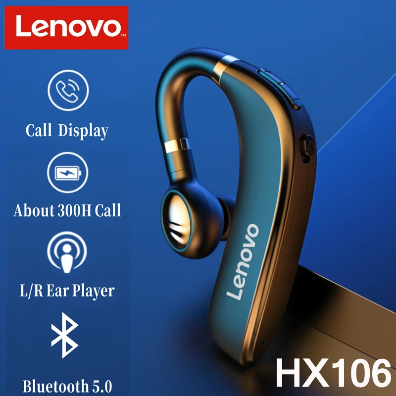 Original Lenovo HX106 Bluetooth Earphone Pro Ear Hook Wireless Bluetooth 5.0 Earbud With Microphone 40 Hours For Driving Meeting