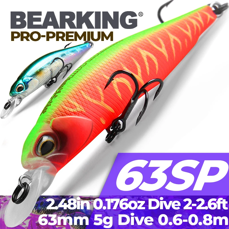 BEARKING for artificial Fishing lures minnow quality wobblers baits 6.3cm 5g suspending hot model crankbaits popper