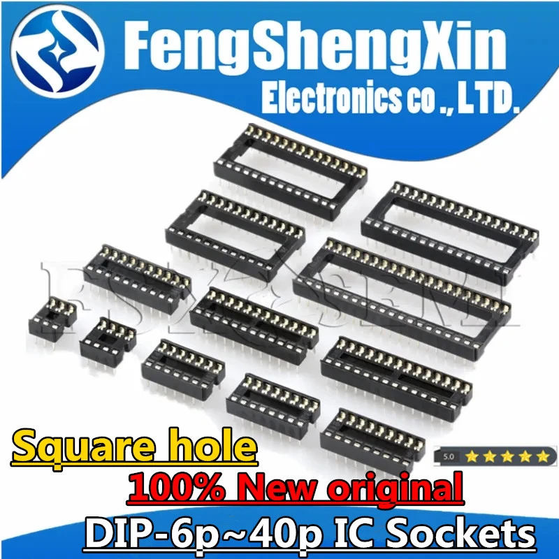 10pcs  Square hole IC Sockets DIP6 DIP8 DIP14 DIP16 DIP18 DIP20 DIP28 DIP40 Connector DIP Socket 6 8 14 16 18 20 24 28 40 pins