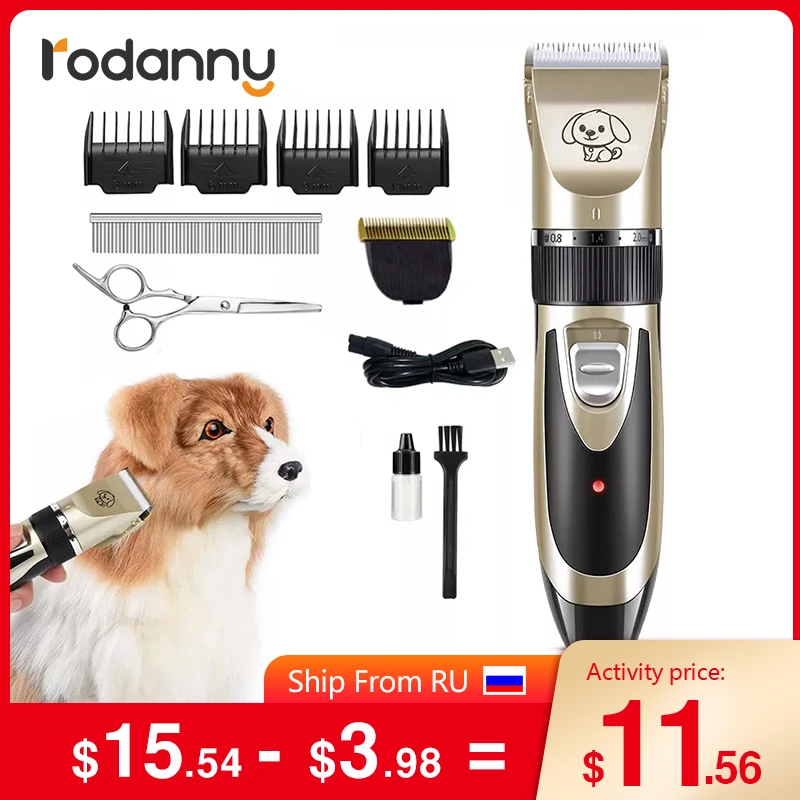 Rodanny Professional Pet Clippers USB Rechargeable Electric Dog Trimmer Kit Animals Hair Cutting Machine