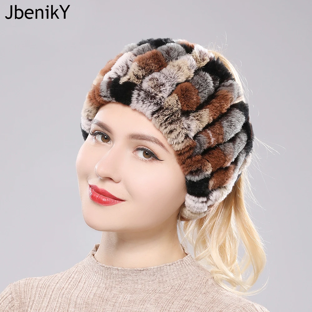 Women Real Fur Handmade Stretch Fur Scarf Knit Genuine Rex Rabbit Fur Headbands Girls Natural Fur Ring Cowl Snood Scarves Winter