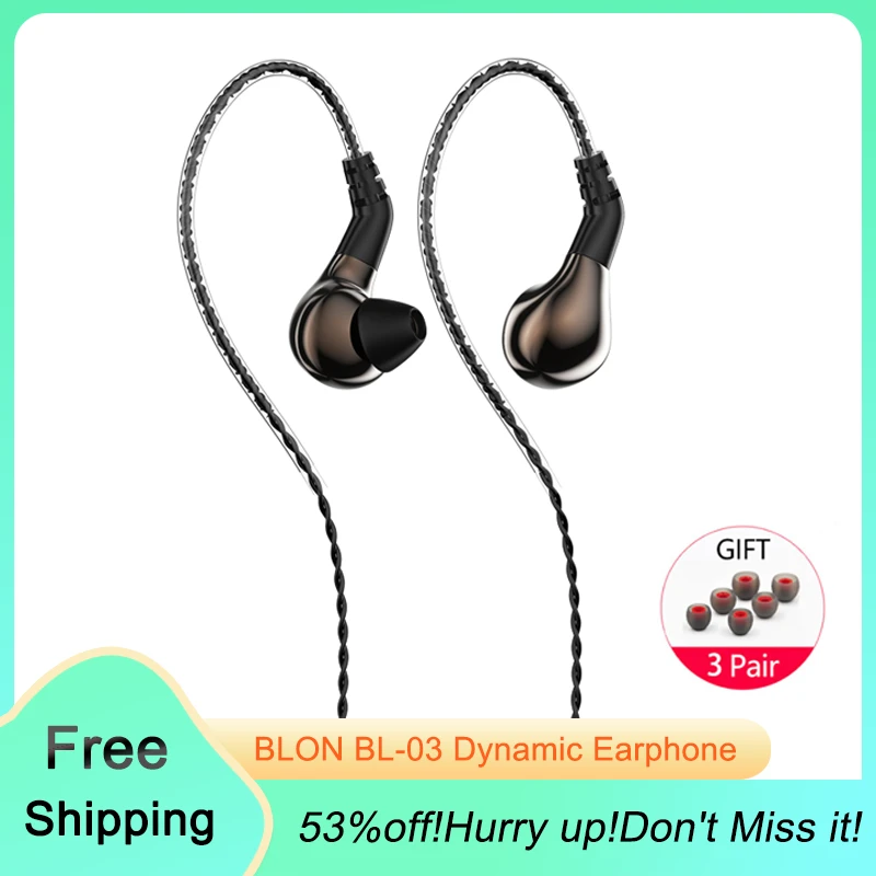 New BLON BL-03 BL03 10mm Carbon Diaphragm Dynamic Driver In Ear Earphone DJ Running Earphone Earbuds Detachable 2PIN Cable BL-01