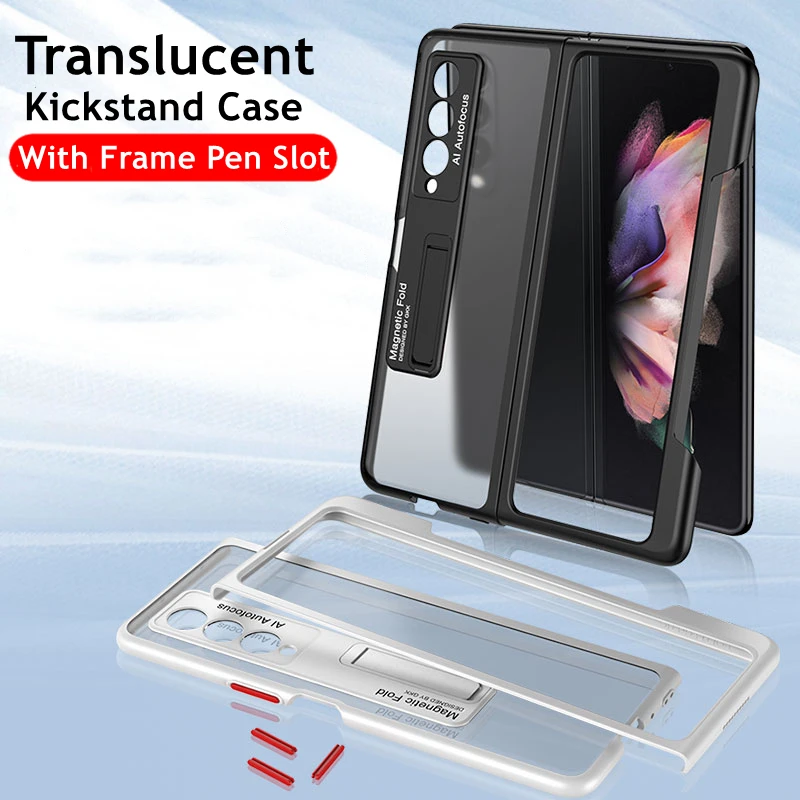 Case For Samsung Galaxy Z Fold 2 5G Frosted Translucent Case TPU Frame Hard Clear Back Cover For Galaxy Z Fold2 5G