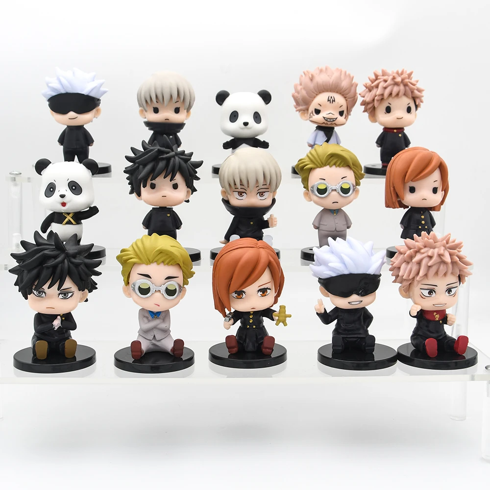 Anime Jujutsu Kaisen 8cm Gojo Satoru Yuji Megumi Kugisaki Nanami Kento Inumaki Toge Panda Q sitting figures ornaments models