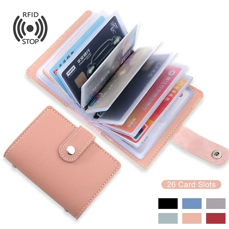 2021 New Anti-theft ID Credit Card Holder Fashion Women's 26 Cards Slim PU Leather Pocket Case Purse Wallet for Women Men Female