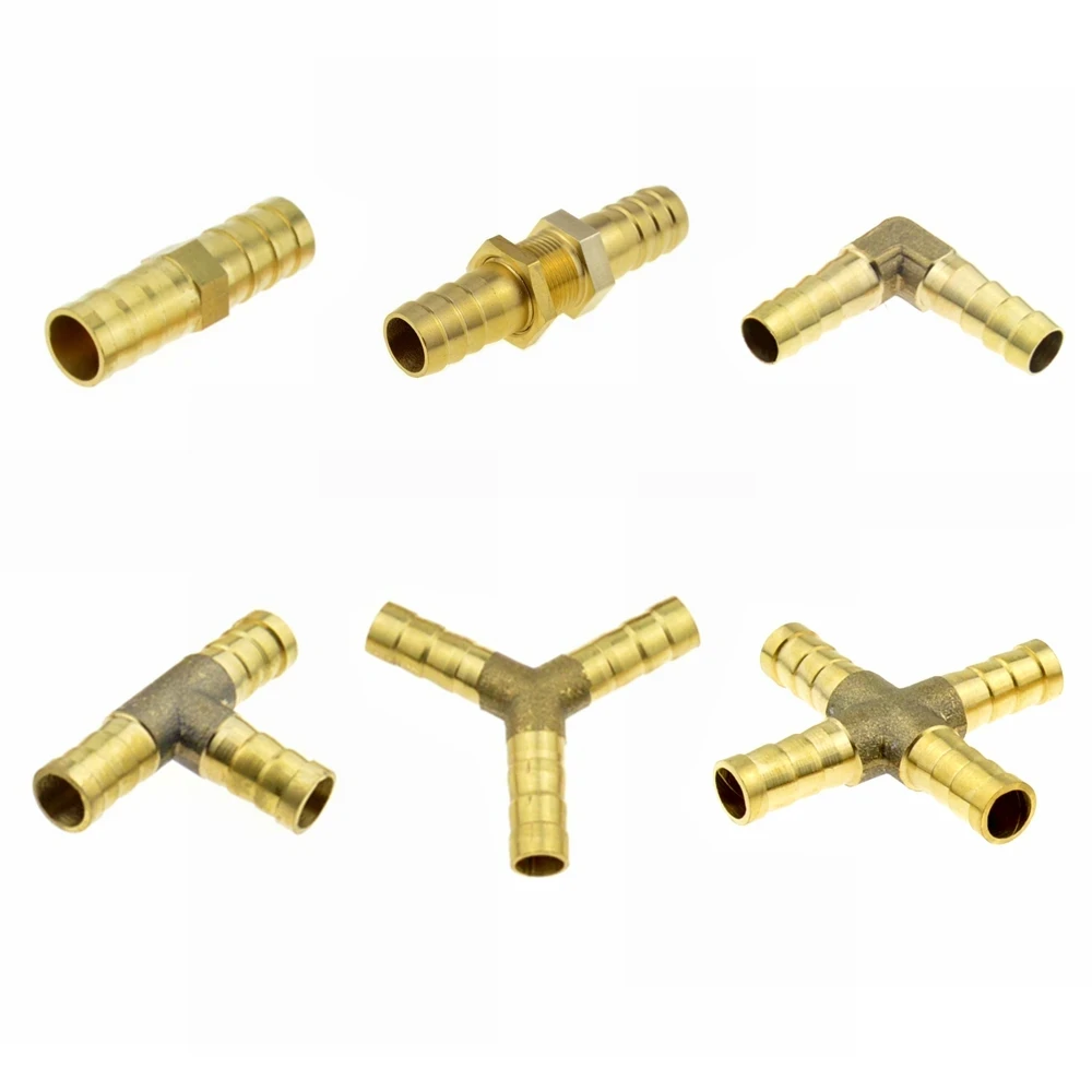 Brass Splicer Barb Pipe Fitting 4mm 6mm 8mm 10mm 12mm 19mm 16mm 25mm Tail Pneumatic Air Water Hose Connector Coupler Adapter