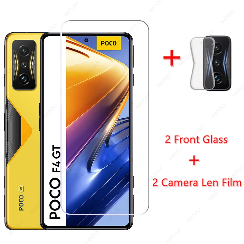 2Pcs For Xiaomi Poco F3 Glass for Xiaomi Poco M4 M3 Pro 5G F2 X3 GT Pro NFC Tempered Glass Film Screen Protector Camera Len Film