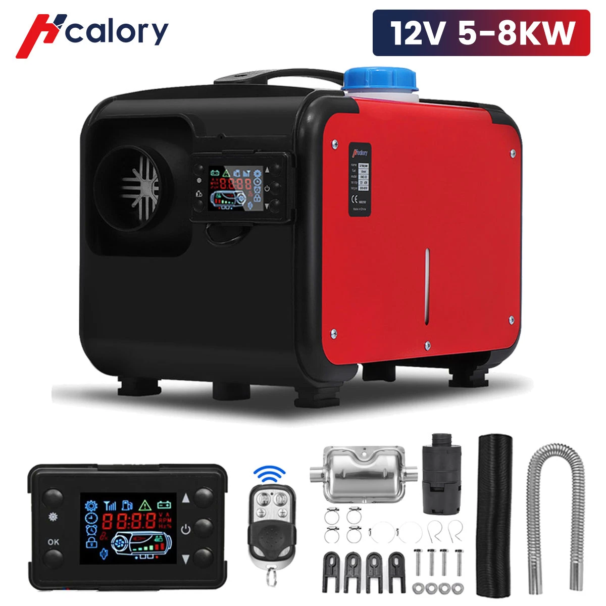 Hcalory 12V 2/ 8KW Car Heater All in One Heating Diesel Air Heater One Hole LCD Monitor Parking Warmer Quick Heat For Truck Bus