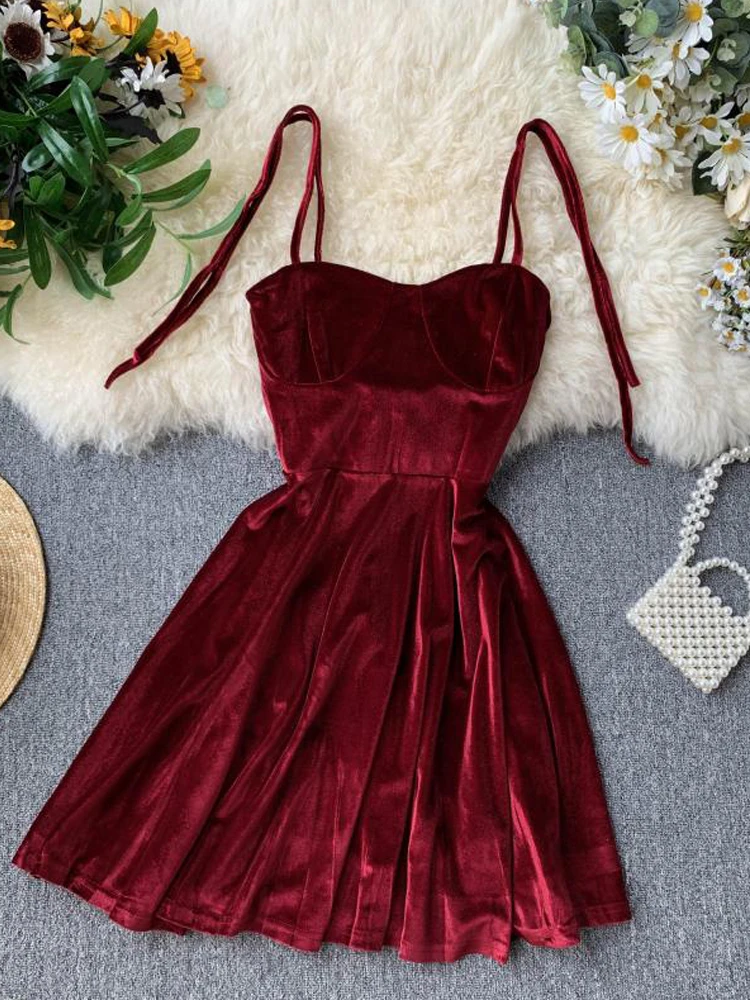 YuooMuoo Elegant Vintage Gothic Spaghetti Strap Dress 2019 Early Fall Basic Women Short Party Dresses Slim High Waist Mini Dress