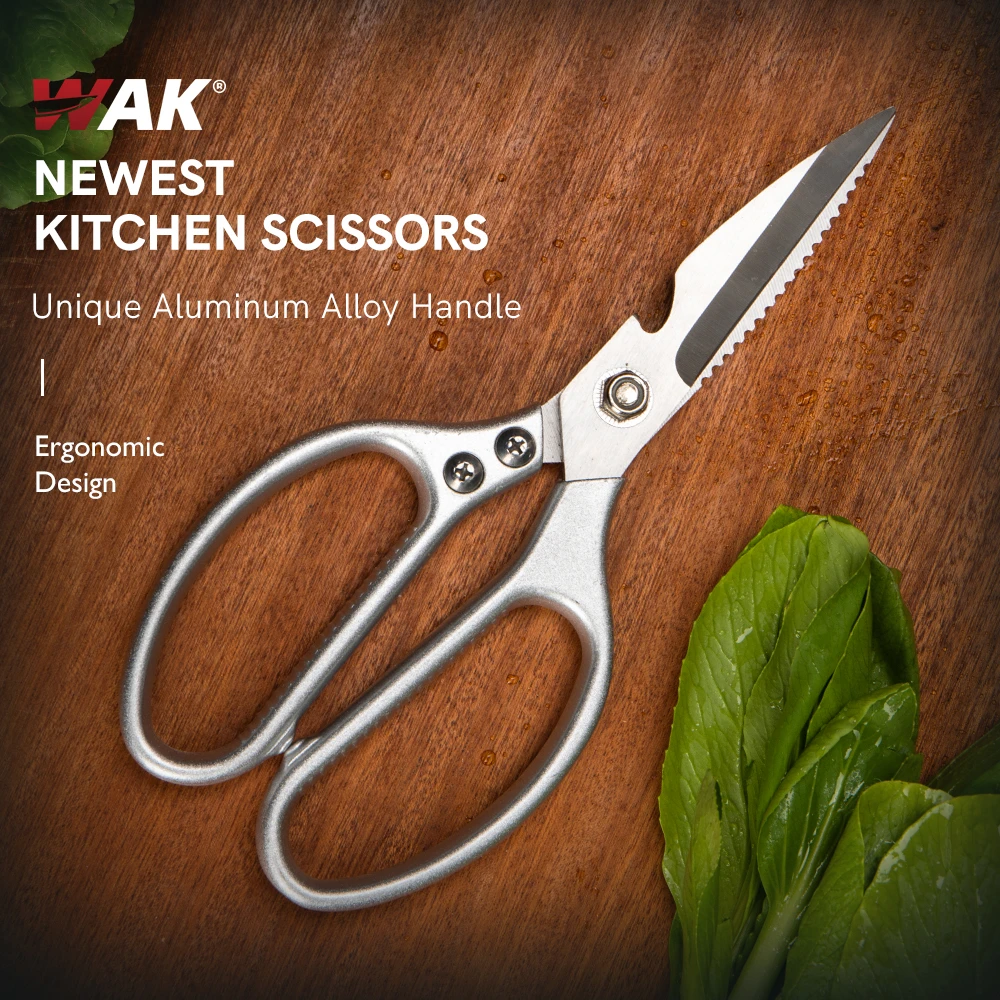 WAK 8.5‘’ Kitchen Scissors Multi Functional Stainless Steel Scissors Professional Aluminum Alloy Handle Chicken Bone Scissors