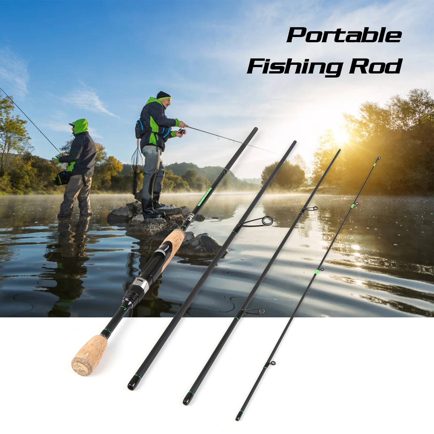 Portable 6+1 Travel Spinning Fishing Rod Casting Lure Rod 19.6/2.1/2.1m Lightweight Carbon Fiber 4 Pieces Fishing Pesca Pole