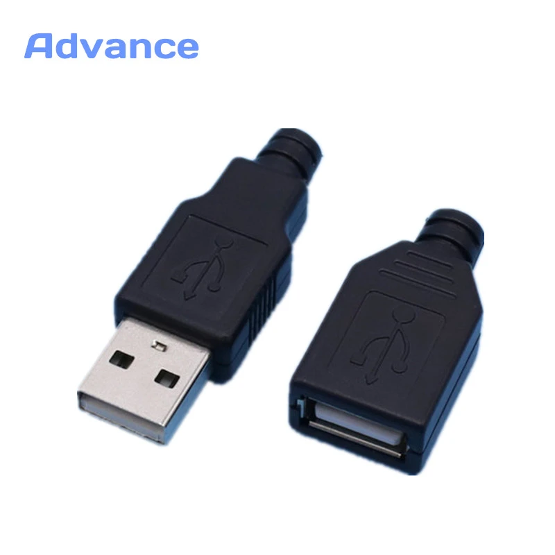 1 Pair USB Connector Male & Female DIY 2.0 Micro Free Shipping Connectors Charging Socket Micro USB Plug Tail Black Plastic Cove