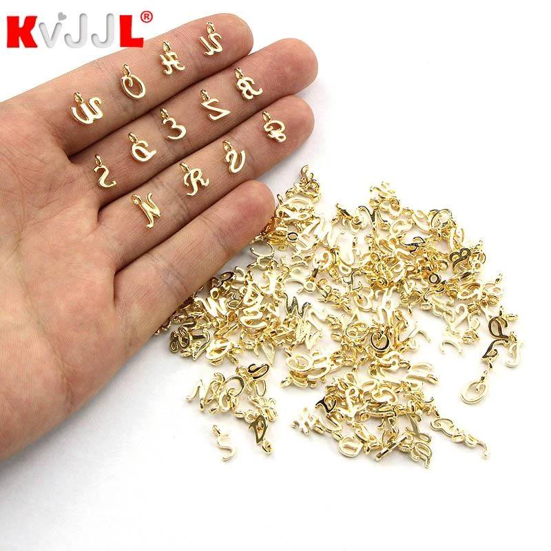 52pcs Random Mixed Shape Ancient Letters Charms KC Gold 26 Letter Pendants For DIY Necklace Keychain Jewelry Gifts Making Tools