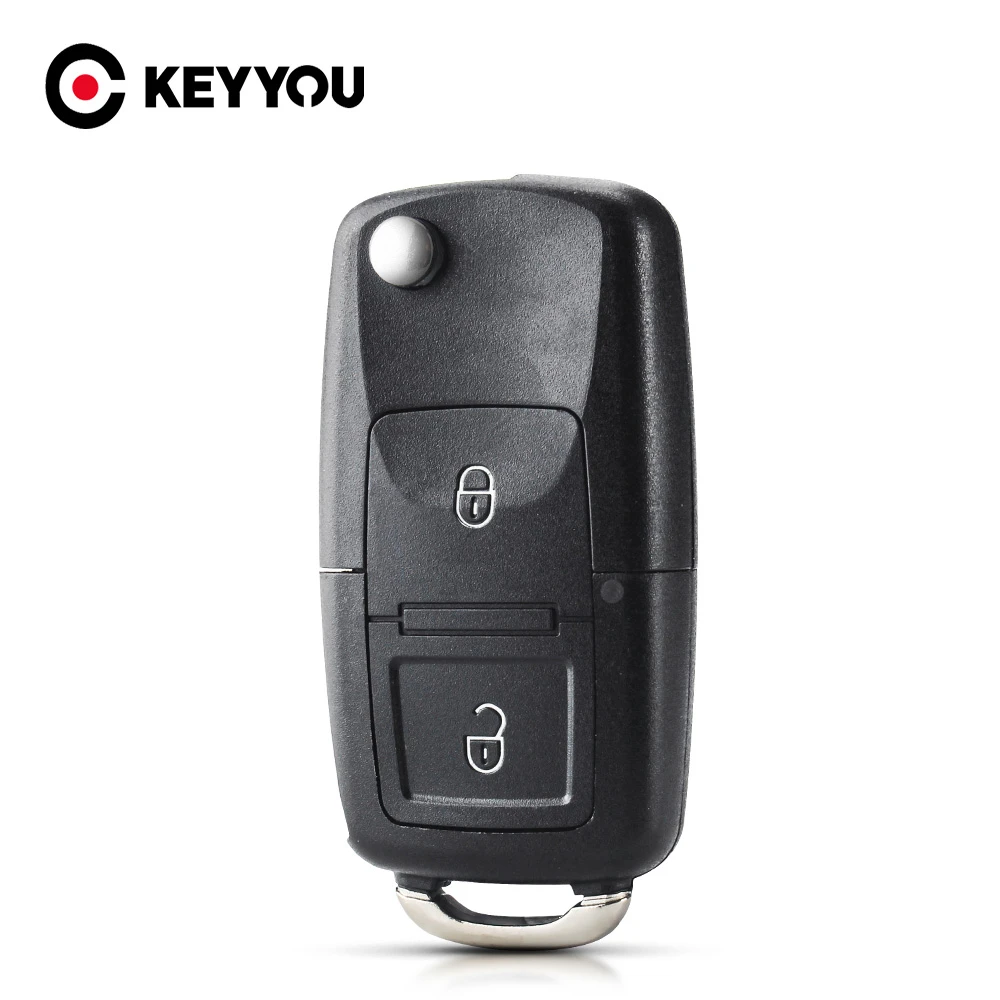 KEYYOU 2 Buttons Remote Flip Folding Car Key Shell for VW Volkswagen MK4 Bora Golf 4 5 6 Passat Polo Bora Touran