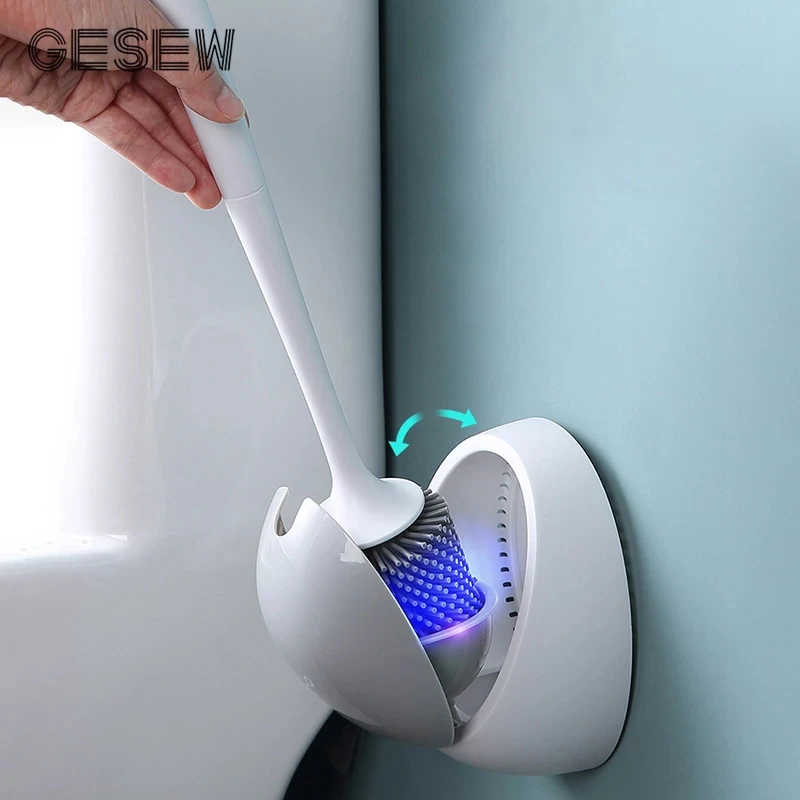 GESEW New Toilet Brush For Bathroom TPE Silicone Brush Head Cleaning Tool Home WC Cleaning Brush For Toilet Bathroom Accessories