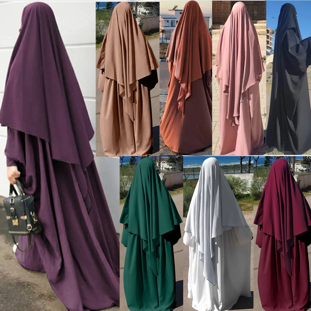 Eid Prayer Garment Khimar Hijab Long 2021 Ramadan Muslim Arabic Hijabs Women Abayas Tops Abaya Jilbab Islam Clothing Niqab Burqa