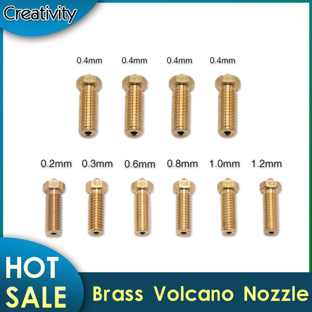 3D Printer Volcano Nozzle Brass Volcano Nozzle for Artillery Sidewinder X1 AND Genius 0.2/0.3/0.4/0.6/0.8/1 for 1.75mm Filament