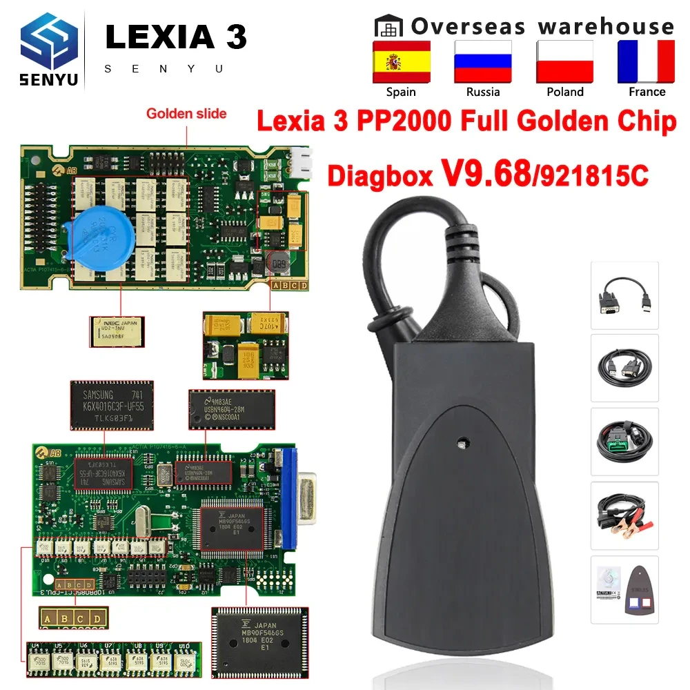 Lexia 3 Full Gold Chip 921815C PP2000 Diagbox V9.68 Lexia3 For Citroen/Peugeot Auto Scanner Lexia OBD OBD2 Car diagnostic Tools